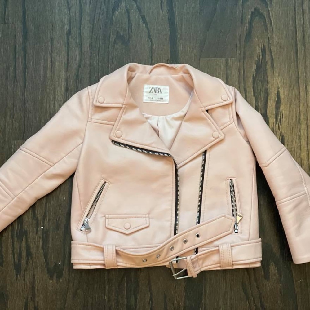 zara kids pink leather jacket
